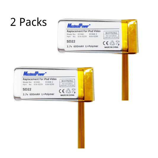 2 Pcs For APPLE iPod VIDEO Battery 30GB 5th Generation Classic MP3 Player EC003 600mAh