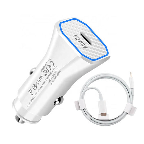 20W PD Fast Car Charger + USB-C To Lightning cable