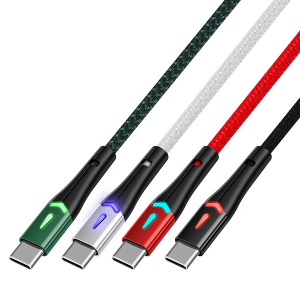 Colorful Streamer 3A Type-C Cables With Nylon Braided Fast Charging Cable