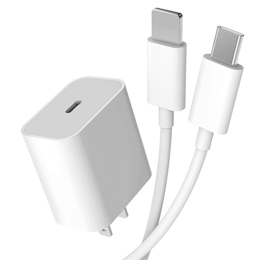 20W USB-C PD Fast Charger [Includes 3.3ft Lightning Cable] Wall Charging Kit for iPhone 14 13 12 11 Pro Max, iPad, AirPods - White